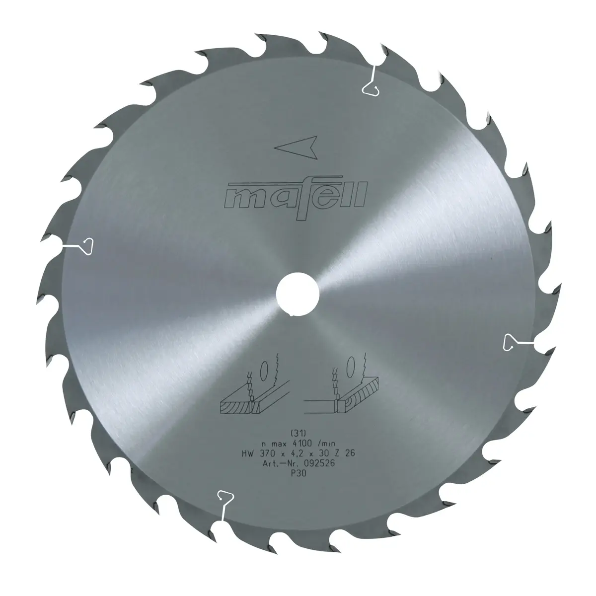 Produktfoto 1 von Mafell Hartmetall Sägeblatt HM 370 x 2,2/4,2 x 30 mm - 26 Zähne - Ersatzblatt