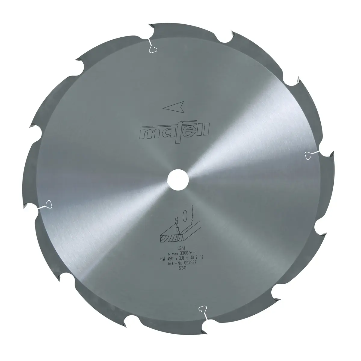 Produktfoto 1 von Mafell Hartmetall Sägeblatt HM 450 x 2,5/3,8 x 30 mm - 12 Zähne - Ersatzblatt