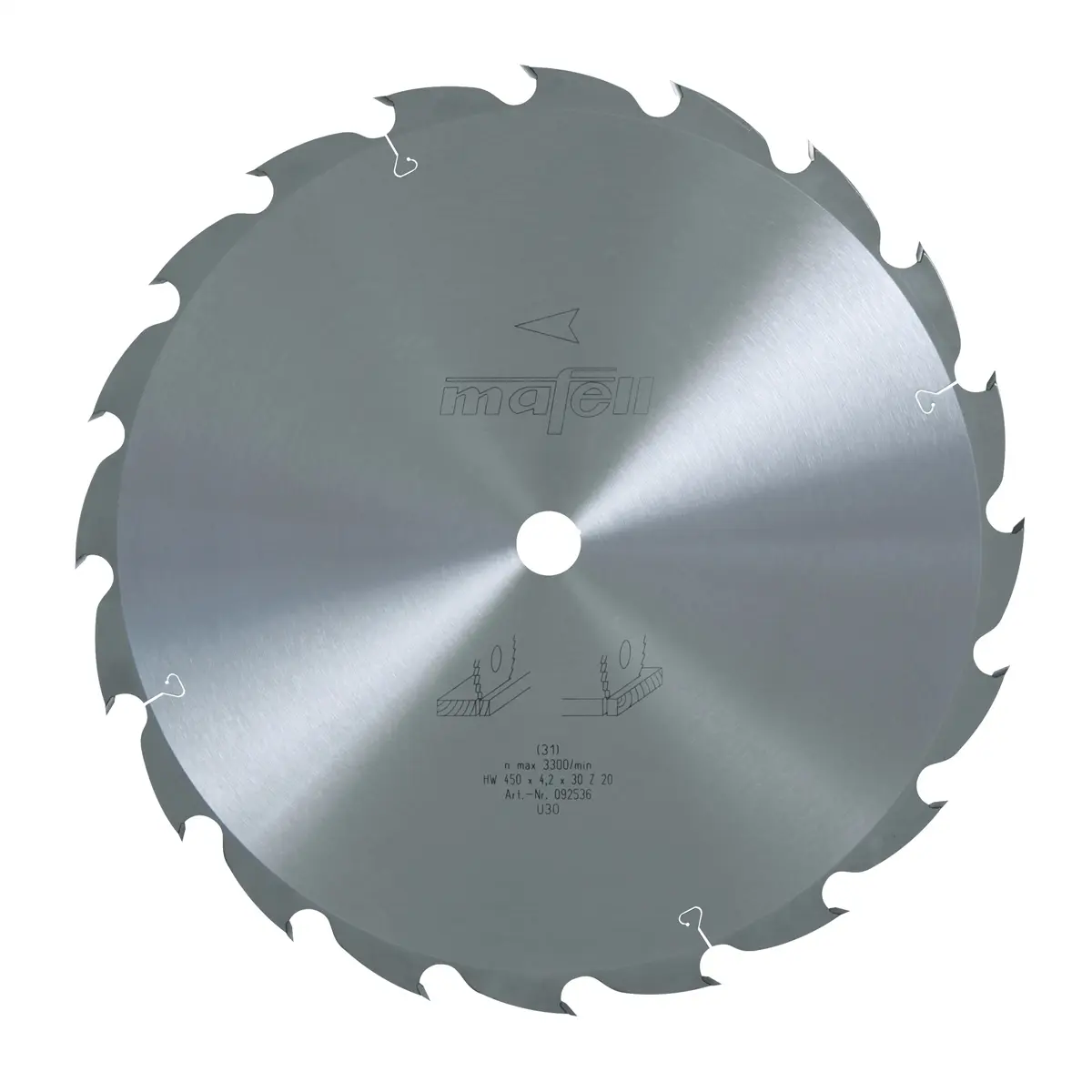 Produktfoto 1 von Mafell Hartmetall Sägeblatt HM 450 x 2,5/4,2 x 30 mm - 20 Zähne - Ersatzblatt