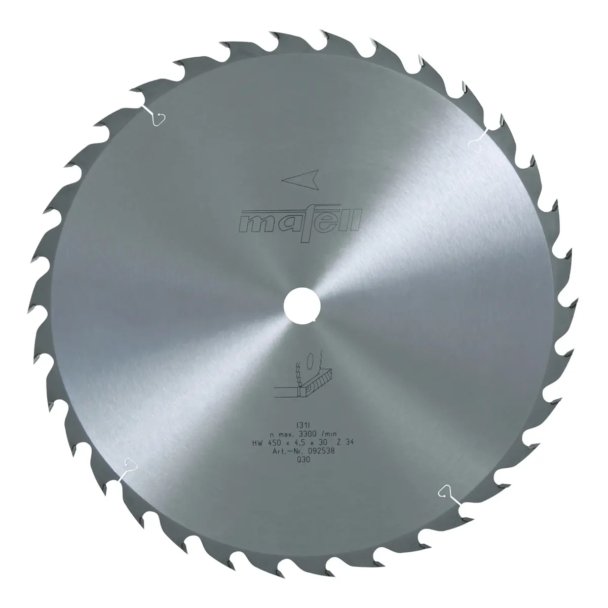 Produktfoto 1 von Mafell Hartmetall Sägeblatt HM 450 x 2,5/4,5 x 30 mm - 34 Zähne - Ersatzblatt