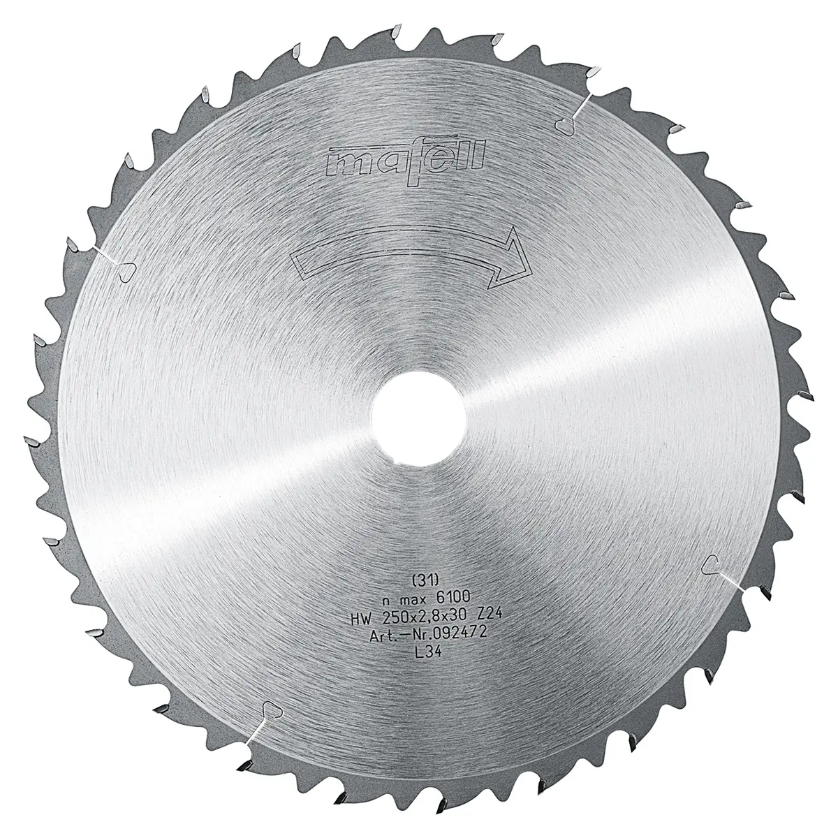 Produktfoto 1 von Mafell Hartmetall Sägeblatt HM 250 x 1,8/2,8 x 30 mm - 24 Zähne - Ersatzblatt