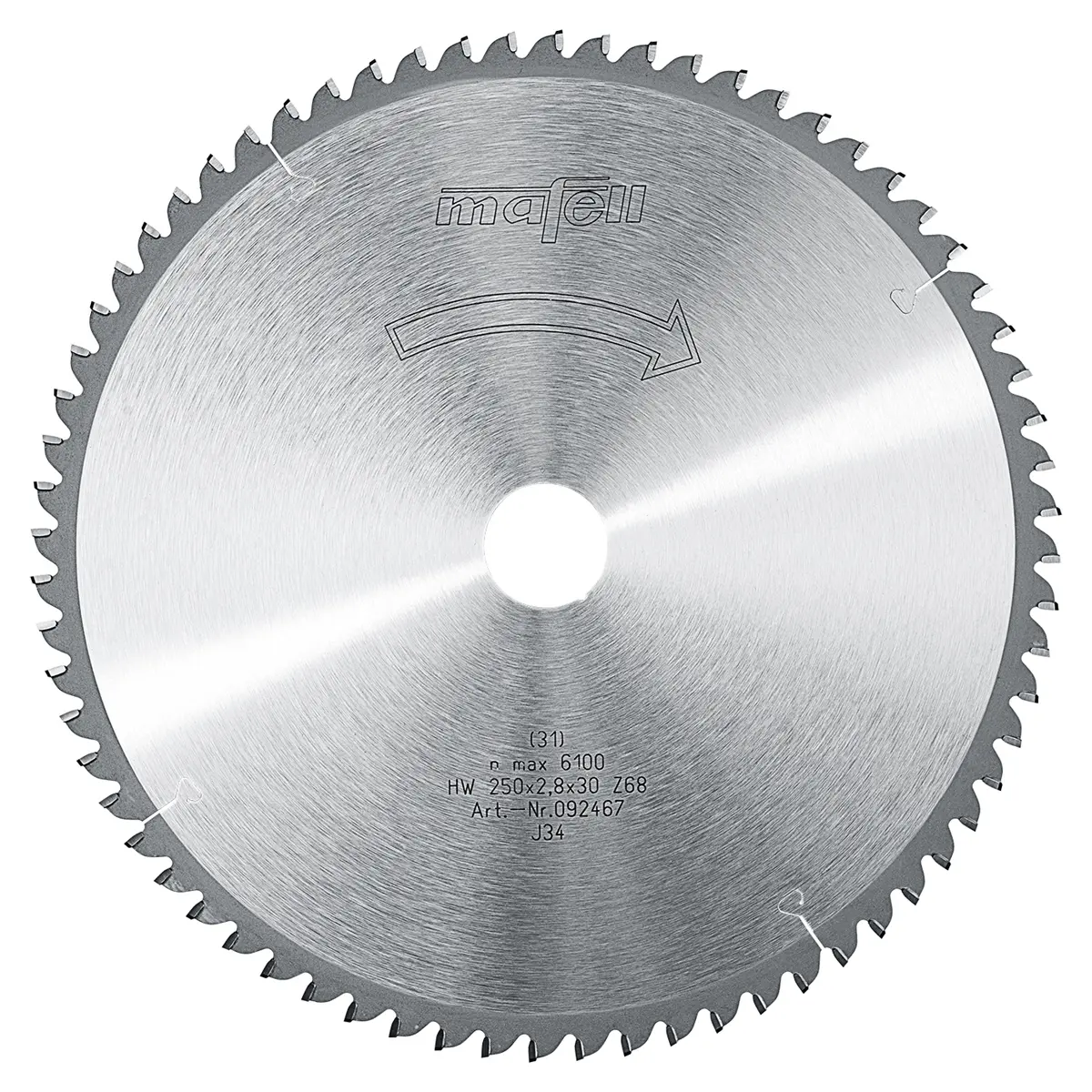 Produktfoto 1 von Mafell Hartmetall Sägeblatt HM 250 x 1,8/2,8 x 30 mm - 68 Zähne - Ersatzblatt