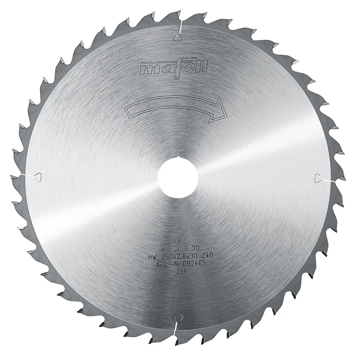 Produktfoto 1 von Mafell Hartmetall Sägeblatt HM 250 x 1,8/2,8 x 30 mm - 40 Zähne - Ersatzblatt