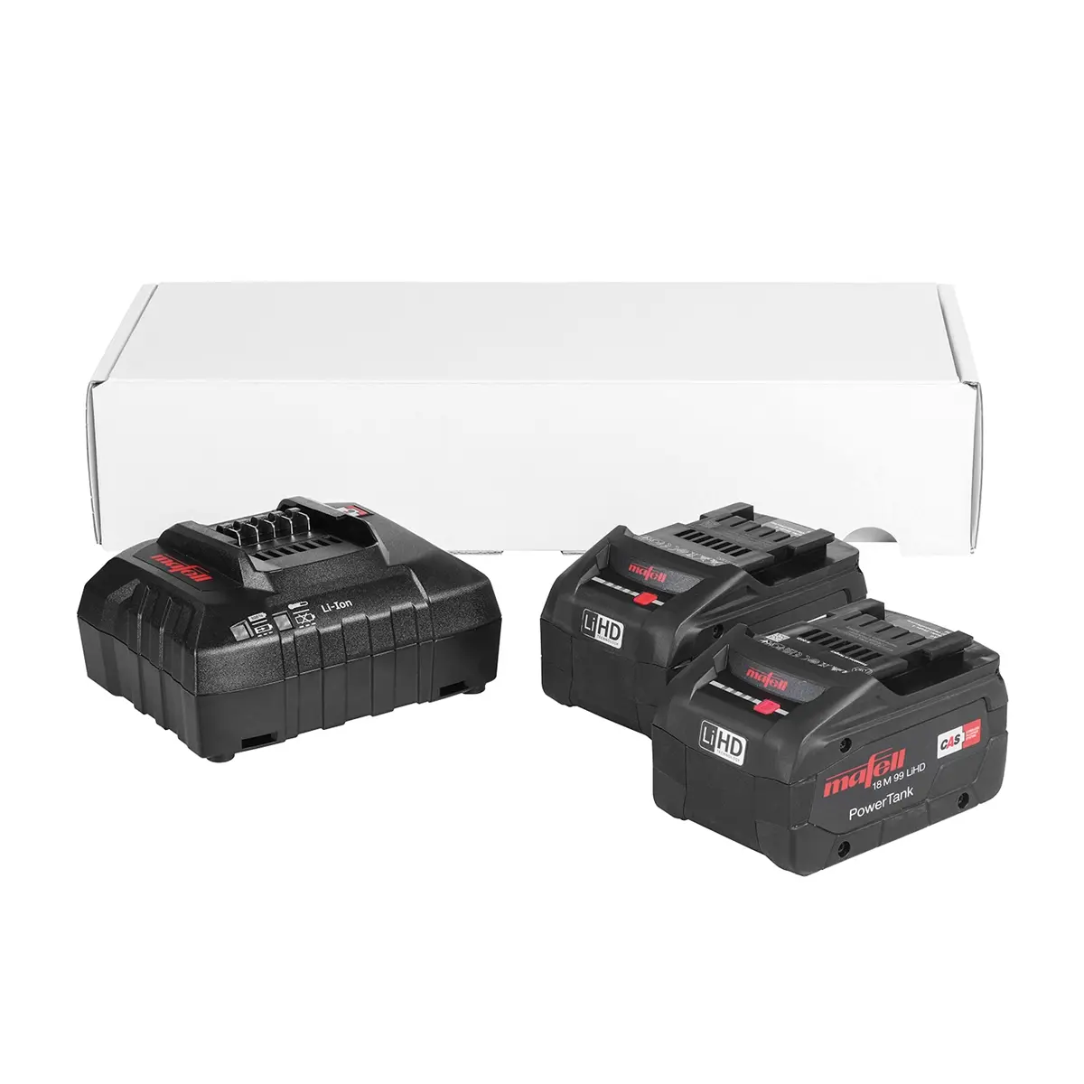 Produktfoto 1 von Mafell Power-Set 2 Stück 18 Volt Akku CAS kompatibel LiHD 5,5Ah 99Wh + Ladegerät