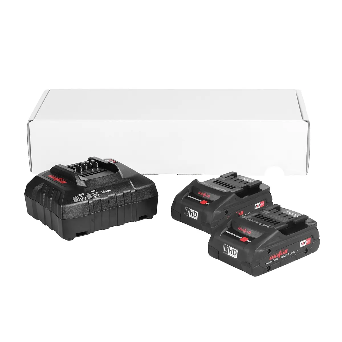 Produktfoto 1 von Mafell Power-Set 2 Stück 18 Volt Akku CAS kompatibel LiHD 4Ah 72Wh + Ladegerät