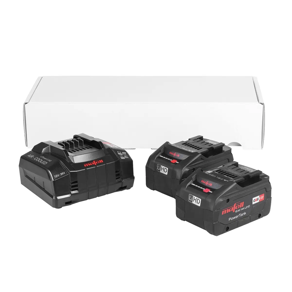 Produktfoto 1 von Mafell Power-Set 2 Stück 18 Volt Akku CAS kompatibel LiHD 8Ah 144Wh + Ladegerät