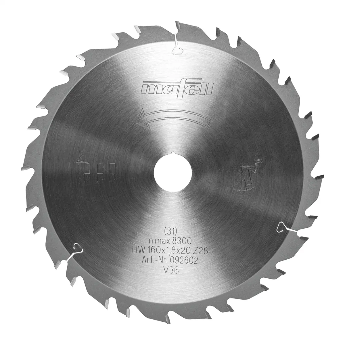 Produktfoto 1 von Mafell Hartmetall Sägeblatt GT 160 x 1,2/1,8 x 20 mm - 28-7 Zähne - Ersatzblatt
