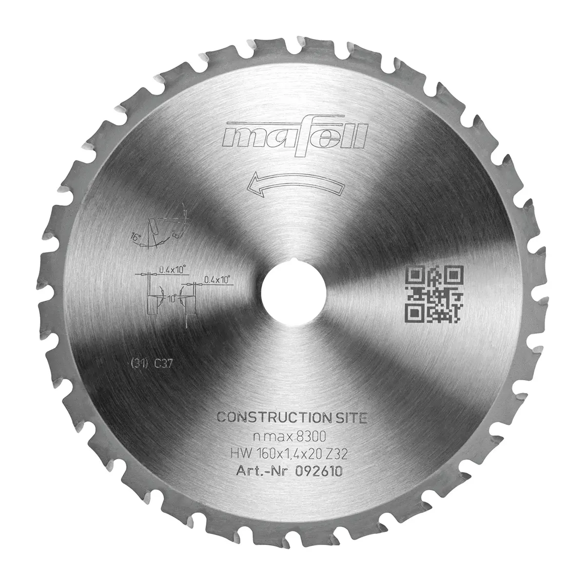 Produktfoto 1 von Mafell Hartmetall Sägeblatt HM 160 x 1,2/1,4 x 20 mm - 32 Zähne - Ersatzblatt