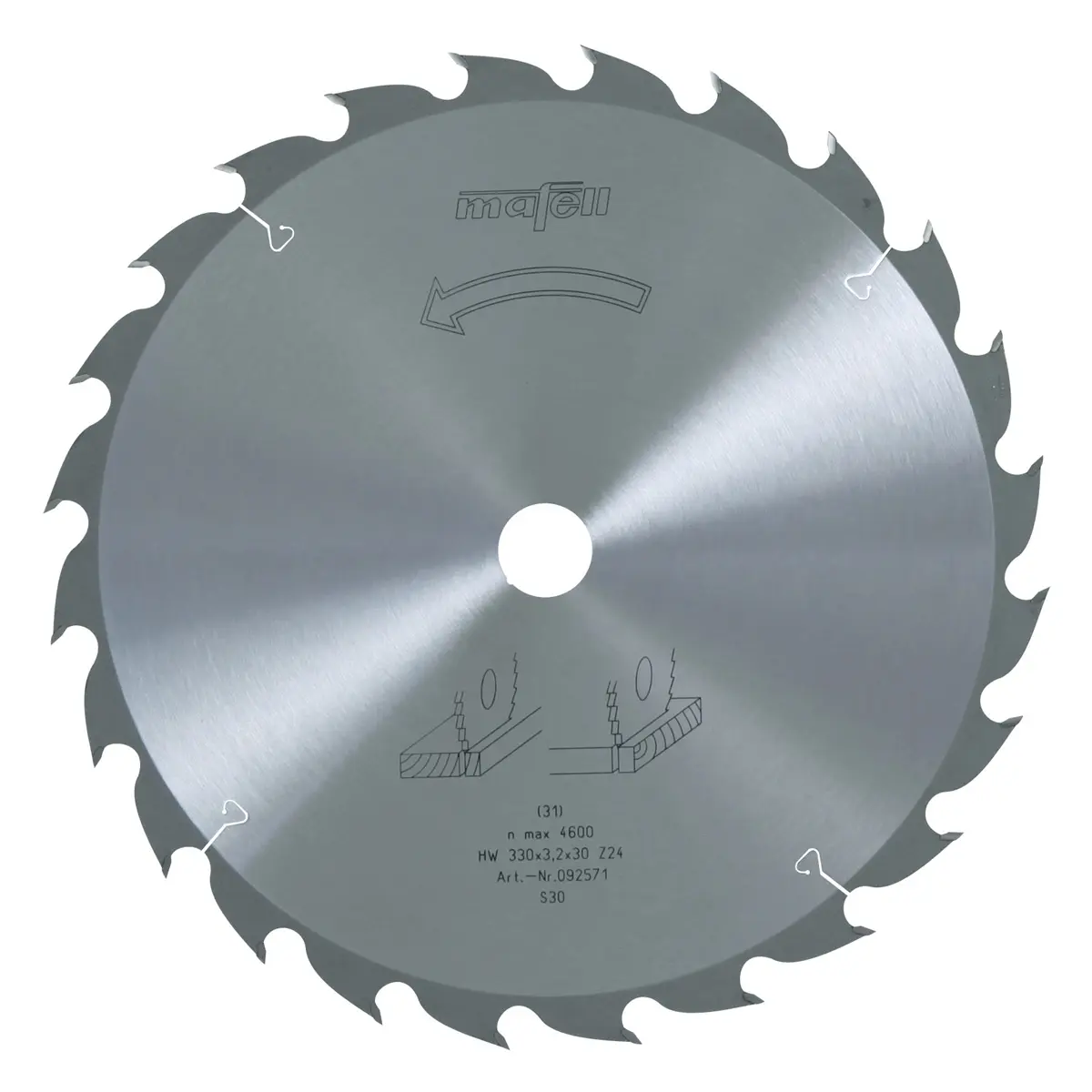 Produktfoto 1 von Mafell Hartmetall Sägeblatt HM 330 x 2,2/3,2 x 30 mm - 24 Zähne - Ersatzblatt