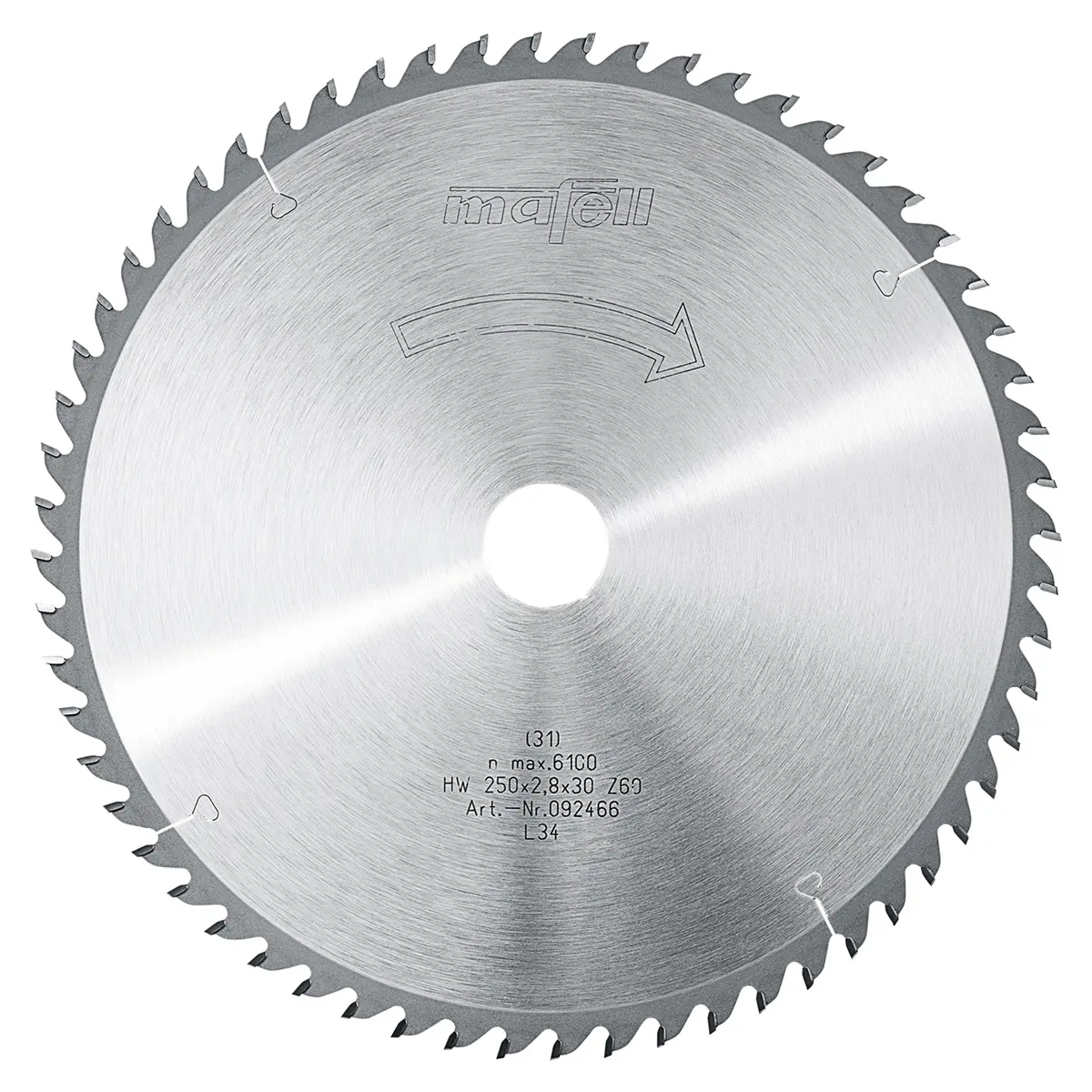 Produktfoto 1 von Mafell Hartmetall Sägeblatt HM 250 x 1,8/2,8 x 30 mm - 60 Zähne - Ersatzblatt