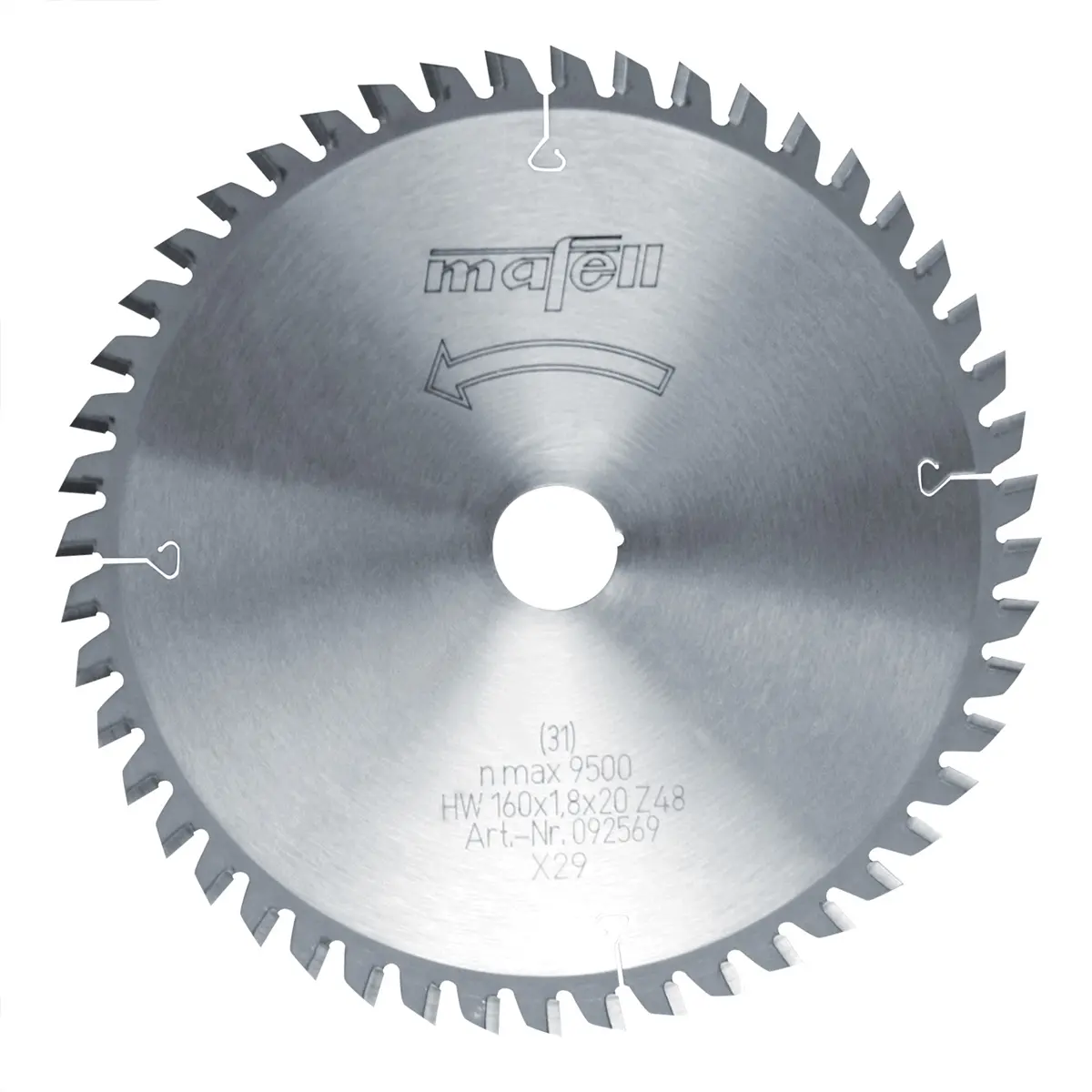 Produktfoto 1 von Mafell Hartmetall Sägeblatt HM 160 x 1,2/1,8 x 20 mm - 48 Zähne - Ersatzblatt