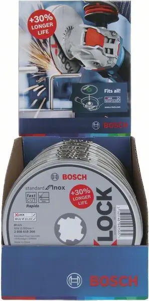 Produktfoto 1 von BOSCH 2608619266, X-LOCK Standard for Inox 10 x 115 x 1 x 22,23 mm Trennscheibe