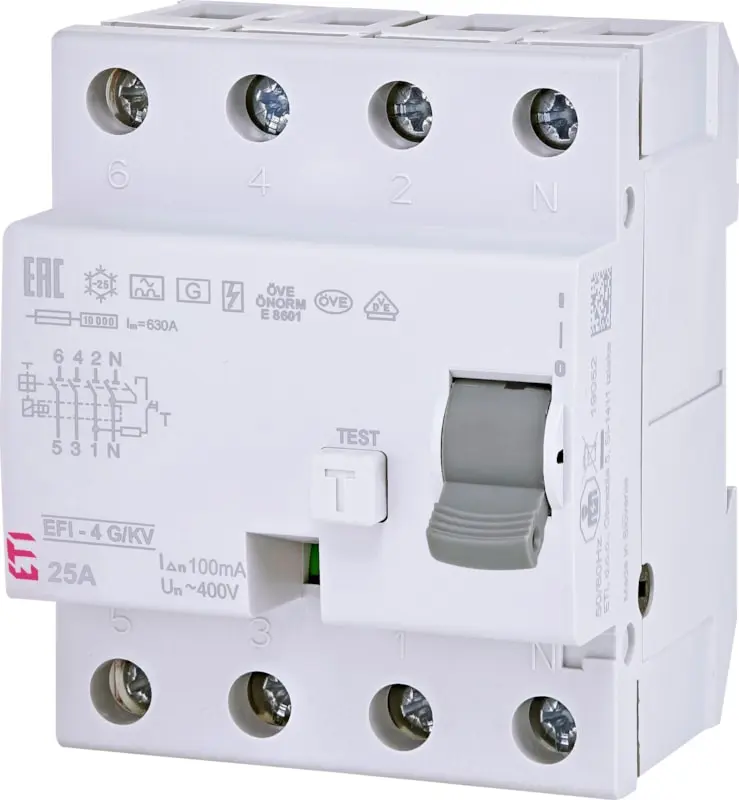 Produktfoto 1 von Italweber 2063747, Fehlerstromschutzschalter - EFI4 4P A/KV Typ 25A 100mA
