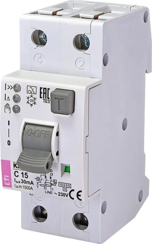Produktfoto 1 von Italweber 2172401, RCBO FI/LS-Schalter Typ A B6A 2P 30mA 2M EDI