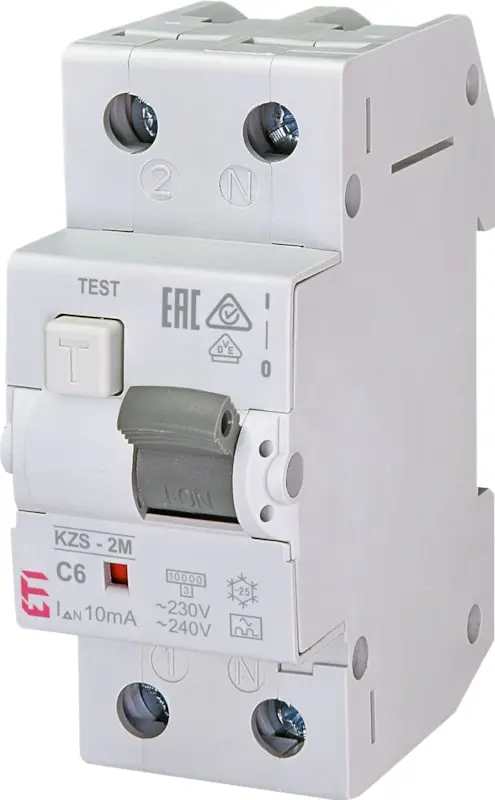 Produktfoto 1 von Italweber 2173231, RCBO FI/LS-Schalter Typ A C6A 2P 10mA 2M KZS