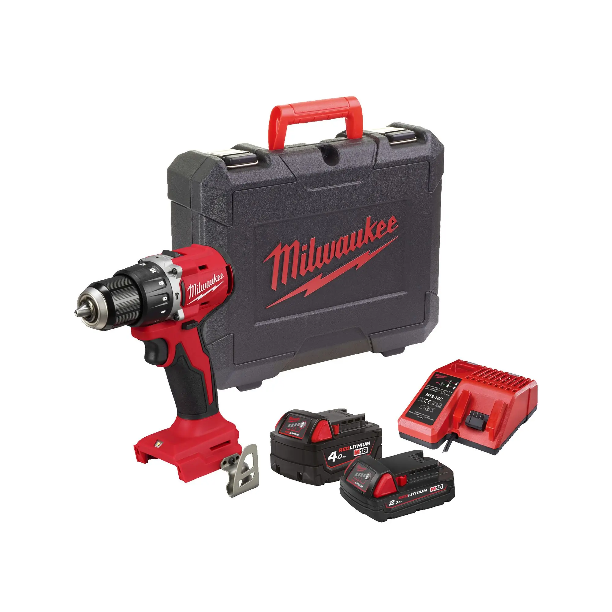 Produktfoto 1 von Milwaukee Akku-Schlagbohrschrauber M18 BLPDRC-422C, 1x 2,0 Ah, 1x 4,0 Ah