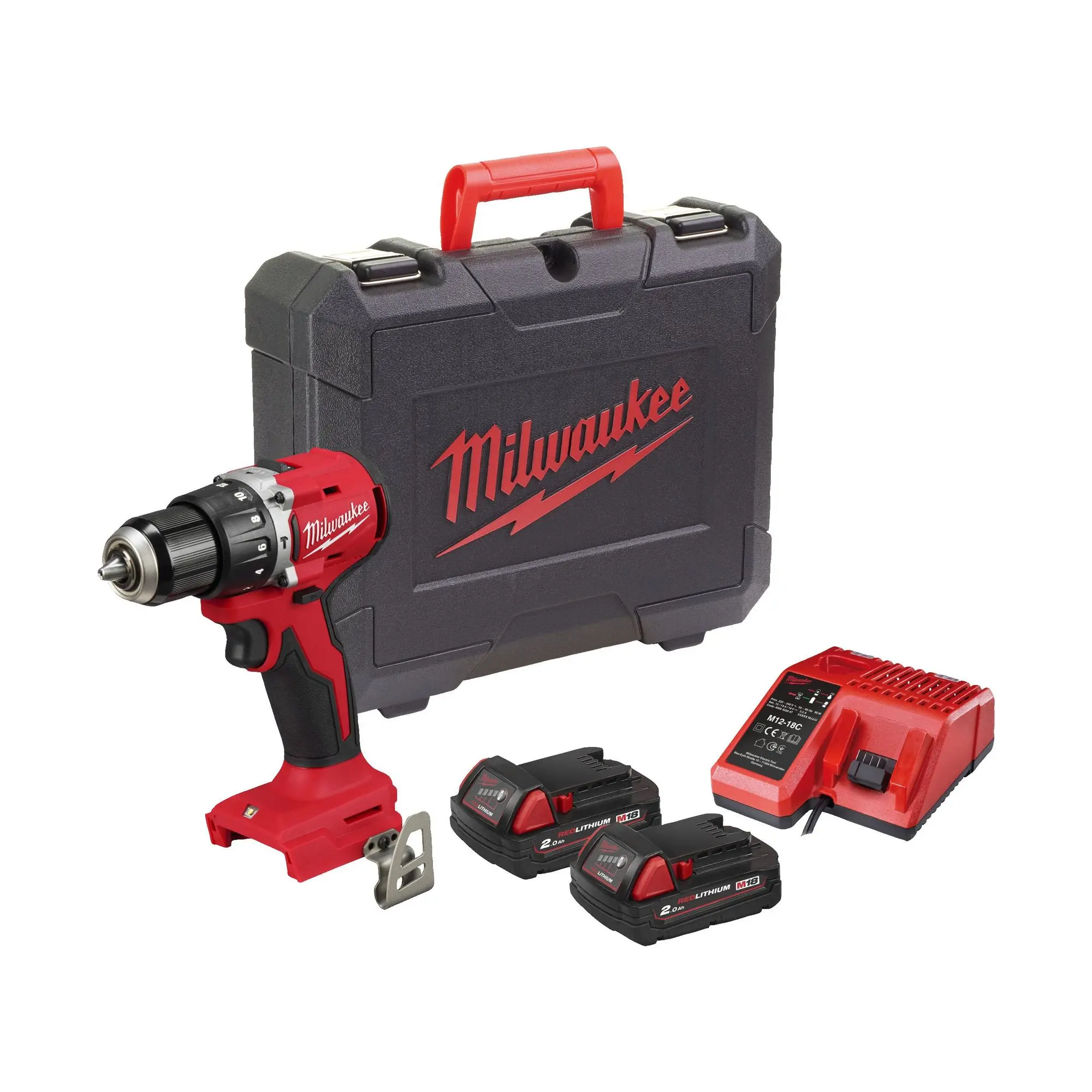 Produktfoto 1 von Milwaukee Akku-Schlagbohrschrauber M18 BLPDRC-202C, 2x 2,0 Ah und Ladegerät