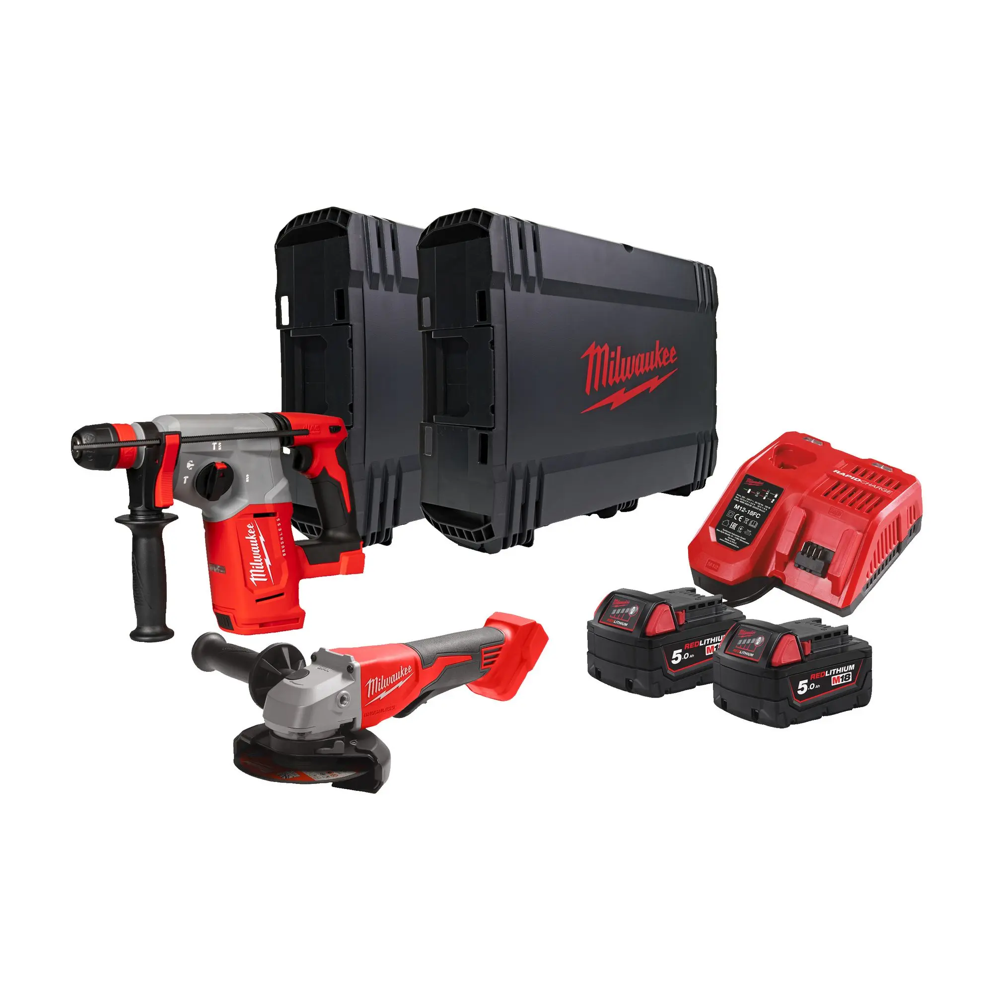 Produktfoto 1 von Milwaukee M18 POWERPACK-SET M18 BLPP2G-502X: M18 BLHX + BLSAG125XPD + 2x 5,0 Ah
