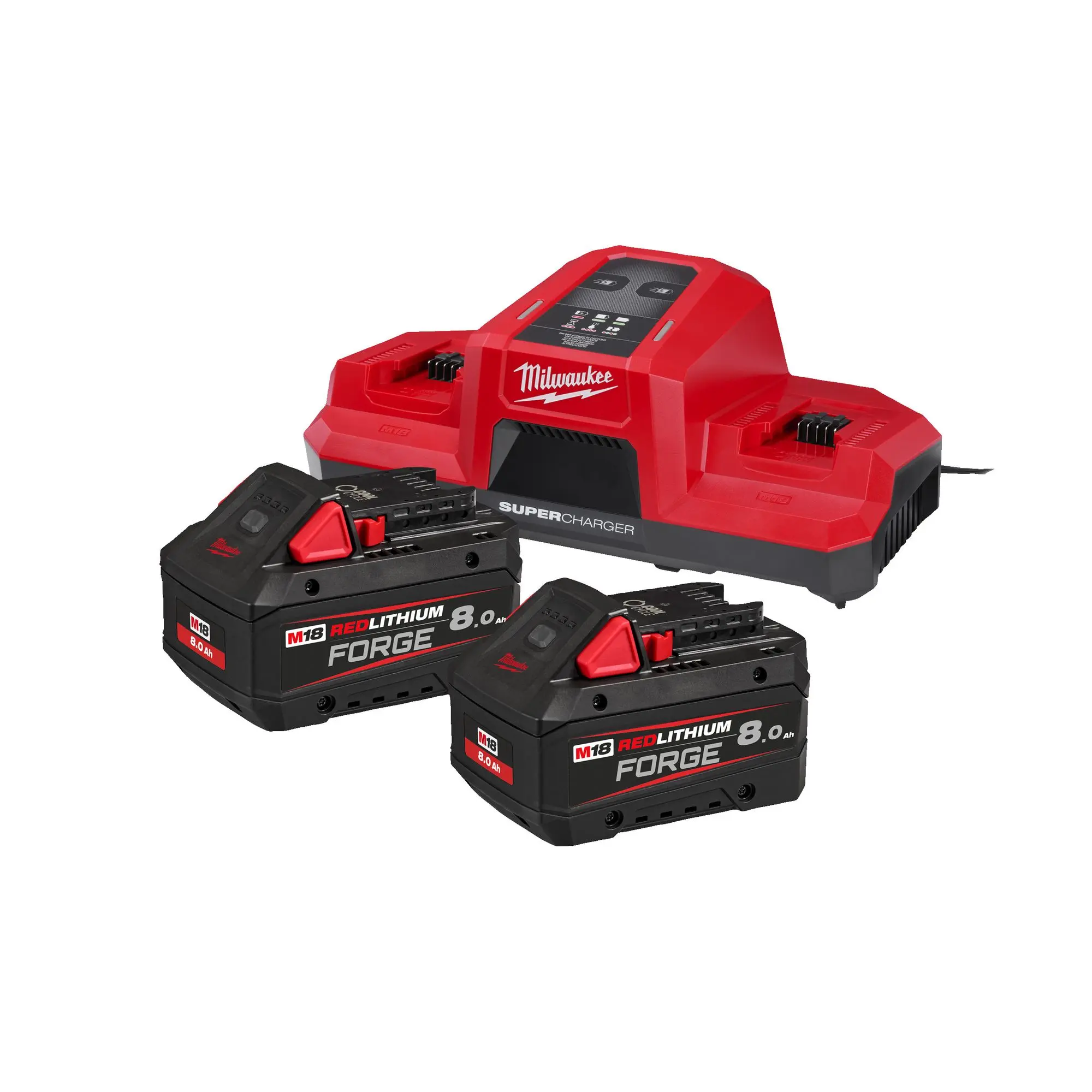 Produktfoto 1 von Milwaukee M18 FORGENRG Kit M18 FORGENRG-802DBSC 2x 8,0 Ah + Doppelladegerät