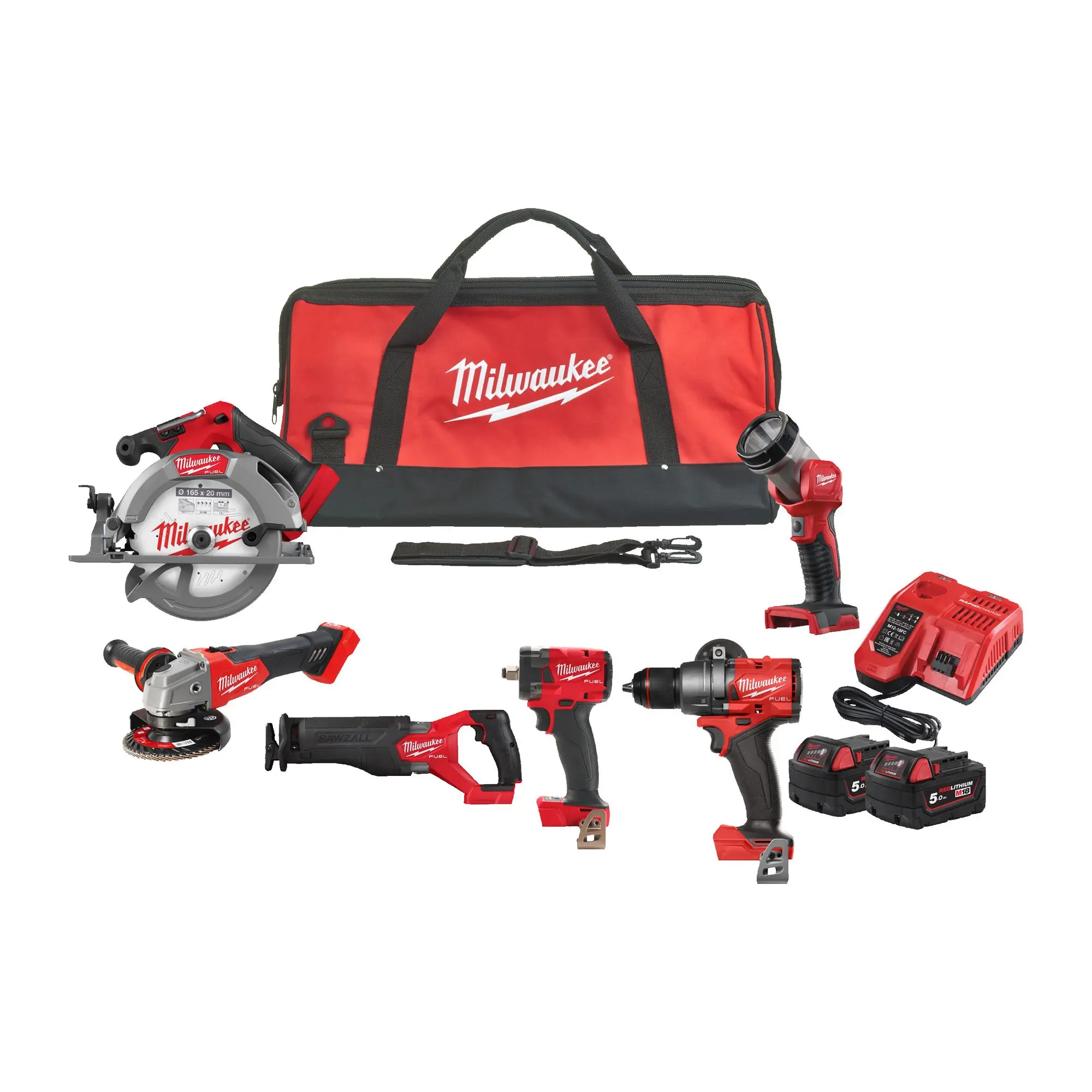 Milwaukee M18 POWERPACK M18 FPP6H3-502B, 6 Geräte, 2x 5,0 Ah und Ladegerät