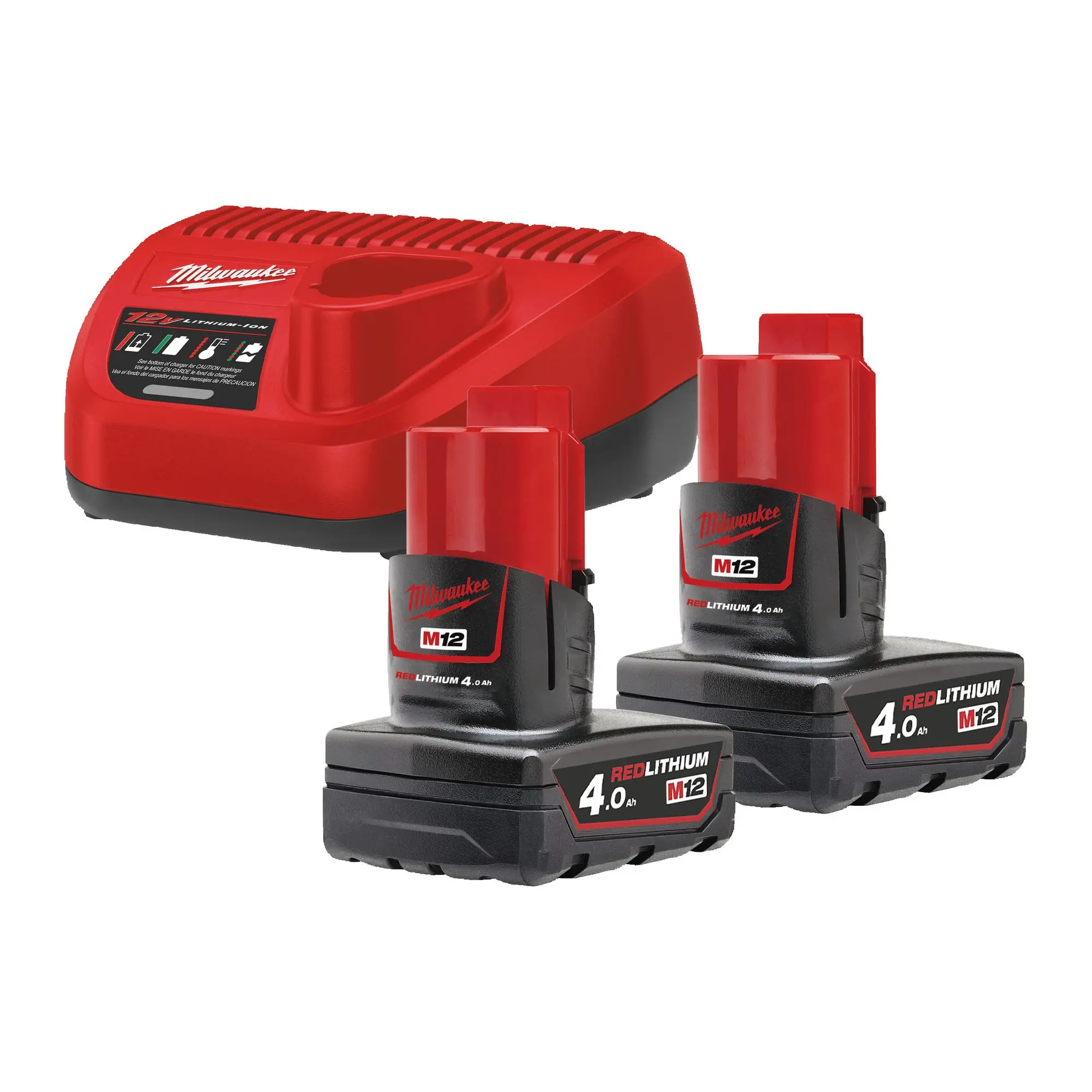Produktfoto 1 von Milwaukee Akku-Starter-Set M12 NRG-402, 2x 4,0 Ah und Ladegerät, SKU: 4933459211