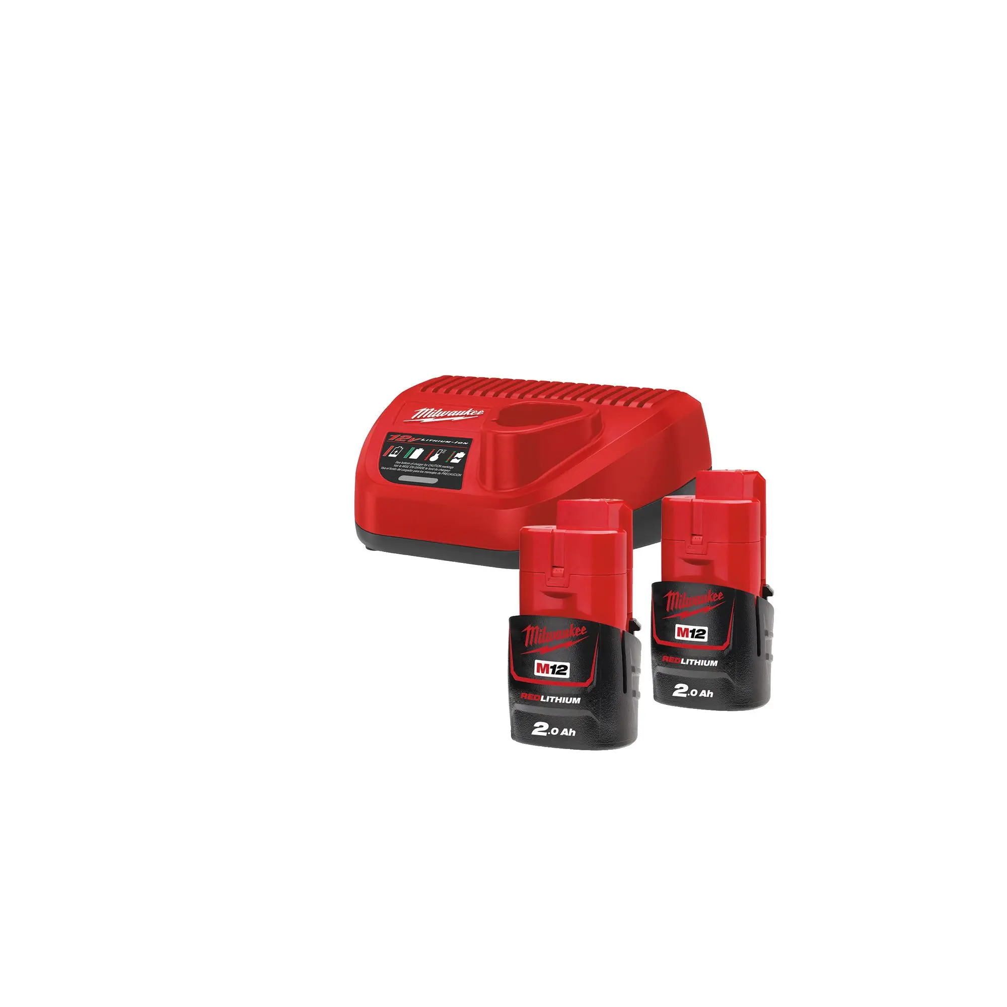 Produktfoto 1 von Milwaukee Akku Starterset M12 NRG-202 mit 2x 2,0 Ah Akku + Lader C12C im Karton