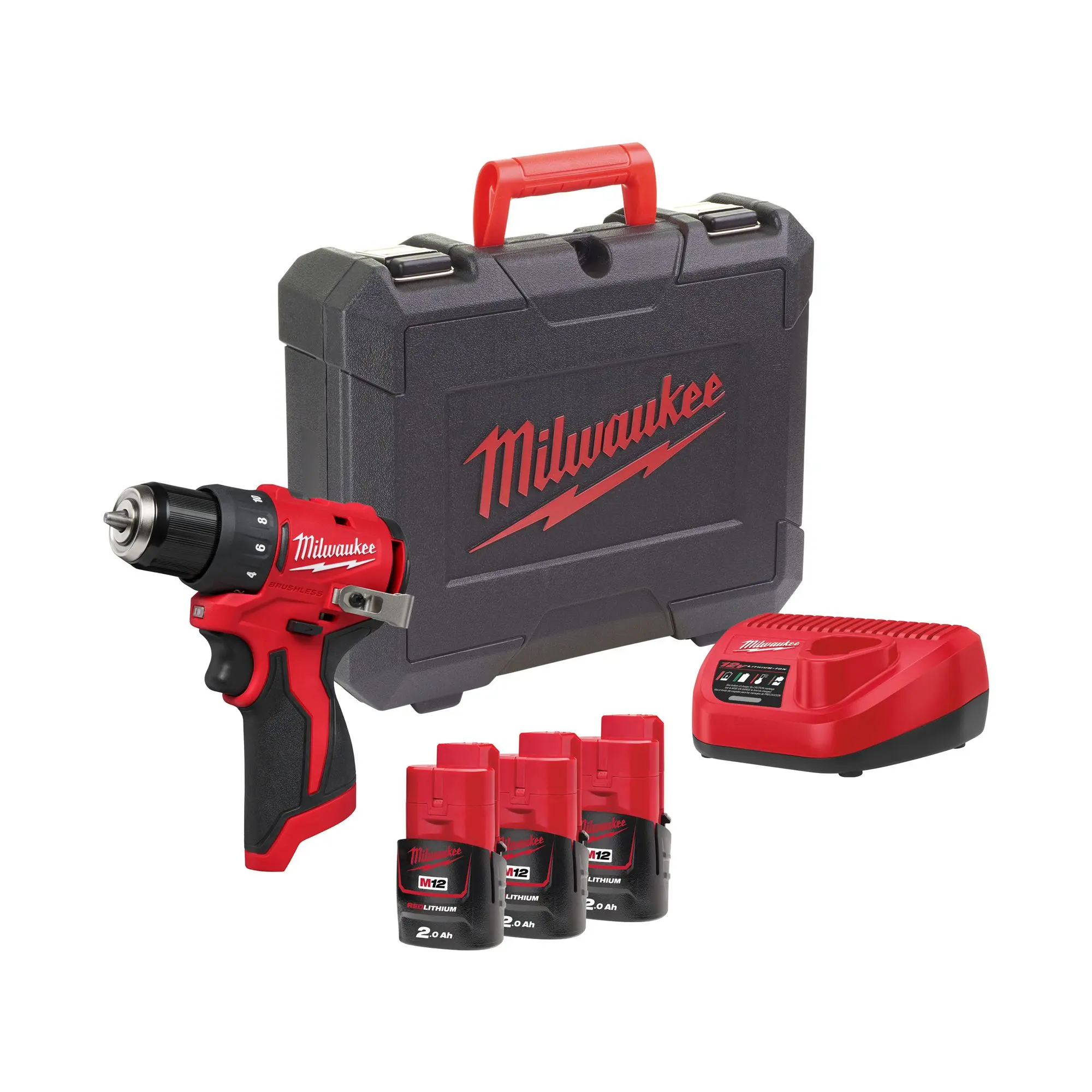 Produktfoto 1 von Milwaukee M12 Akku-Bohrschrauber M12 BLDDRC-203C, 3x 2,0 Ah und Ladegerät