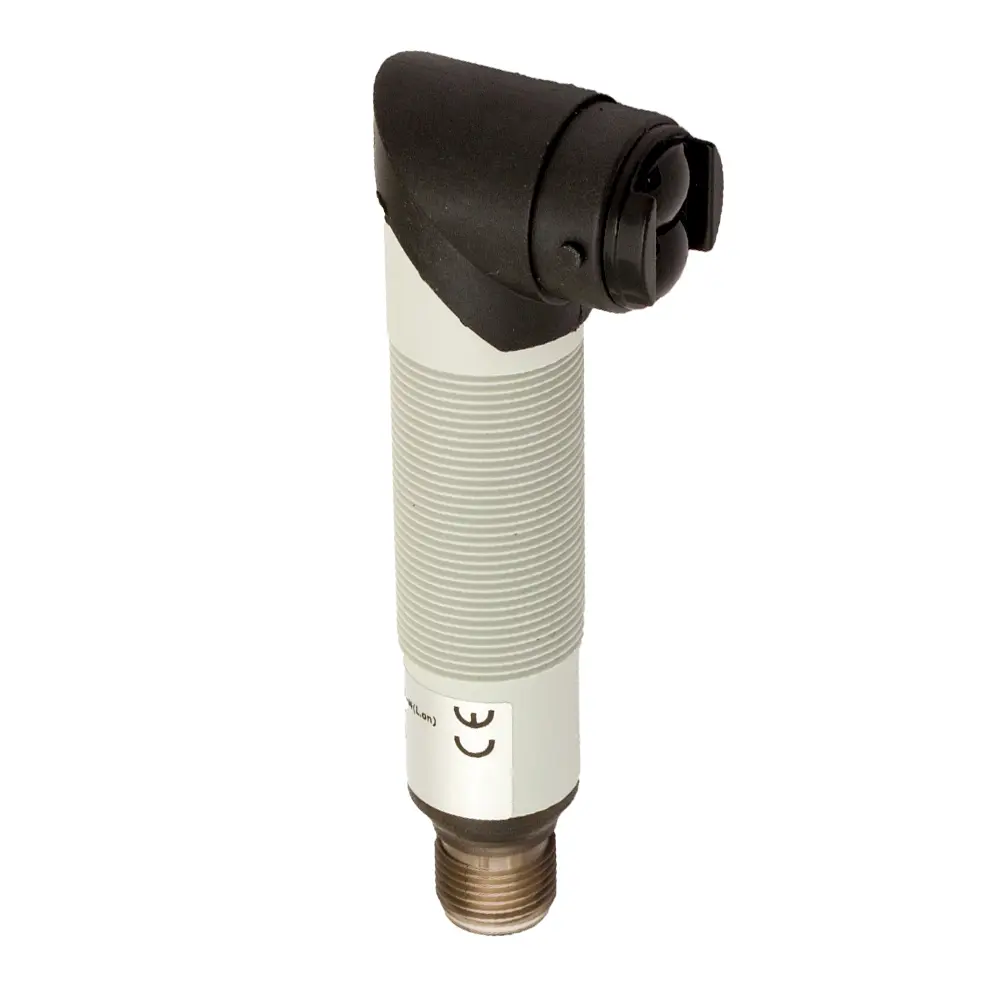 MD Micro Detectors MQ0/00-0E, Optischer Sensor mit rechtwinkligem M18 50mm ott.