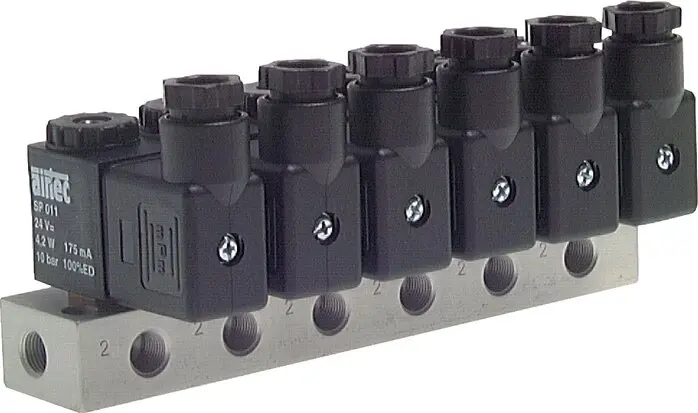 Produktfoto 1 von Airtec MS 20310/6HN12V=, 3/2-Wege Magnetventil, M 5, geschlossen, 6-fach
