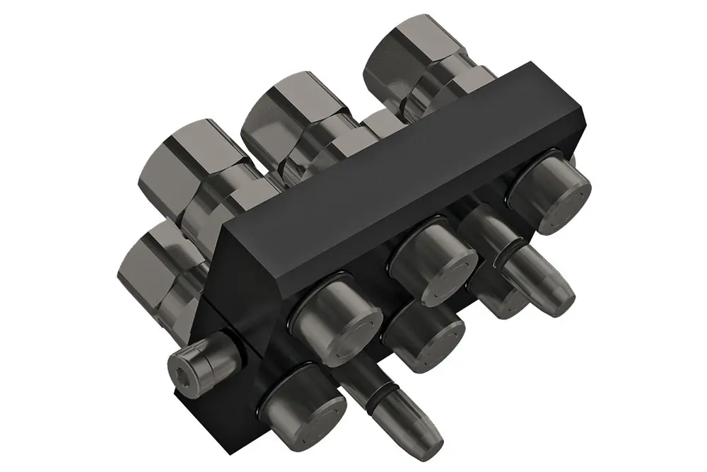 Produktfoto 1 von Indunorm Multikupplung Serie MST6 DN12 Zn-Ni 3P Stecker, P/n: MST6W3P6H08BSP12S