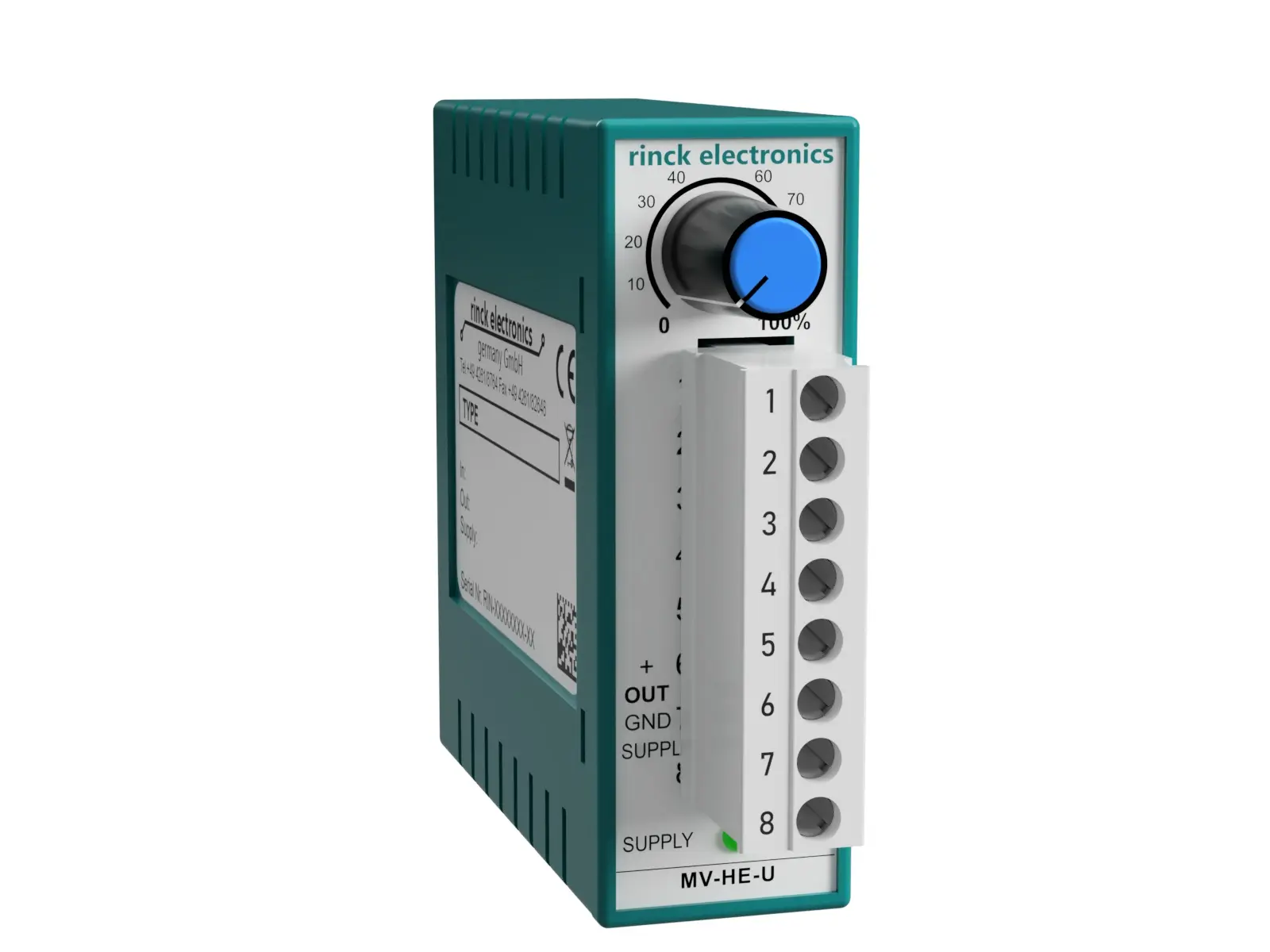 Produktfoto 1 von Rinck Electronic MV-HE-U10V, Handeinstellung Analog, 0 - 10V (Aufschnappgehäuse)