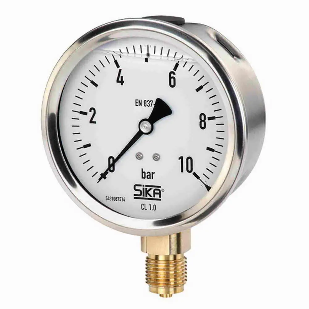 SIKA MREM31103510G, Manometer ø 100mm Anschluss unten Rand hinten 0 bis 1,6 bar