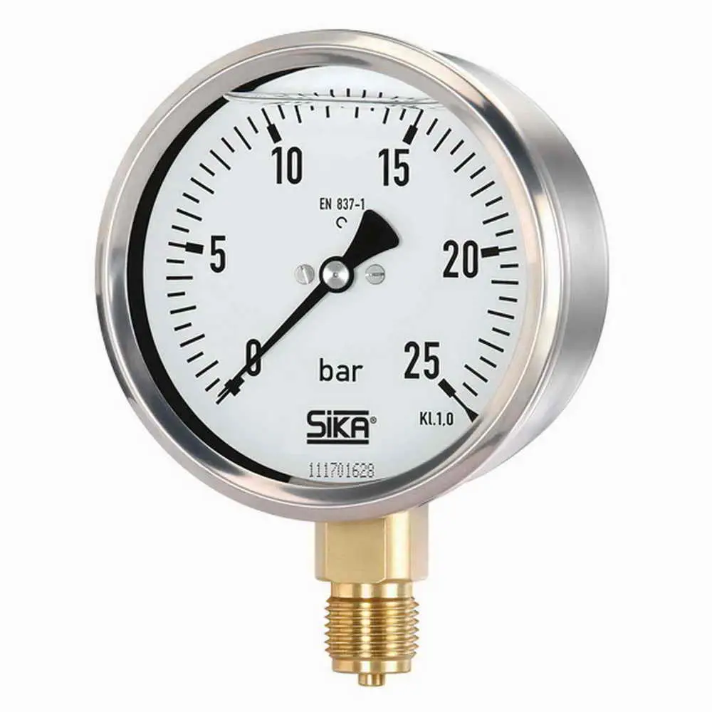 Produktfoto 1 von SIKA MREG31155510G, Manometer -1 bis 15 bar ø100mm Anschluss unten hinterer Rand