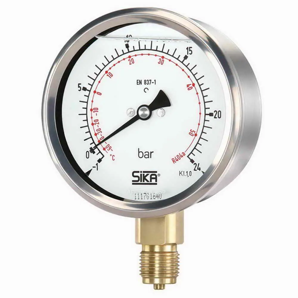 Produktfoto 1 von SIKA MREGK271K0800G, Manometer -1 bis 24 bar ø 80mm Anschluss unten ohne Rand