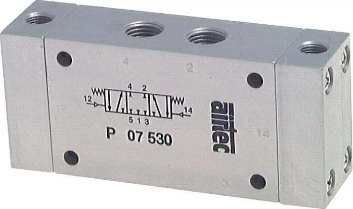 Produktfoto 1 von Airtec P 12 530, 5/3-Wege Pneumatikventil, G 1/2", Mittelstellung geschlossen