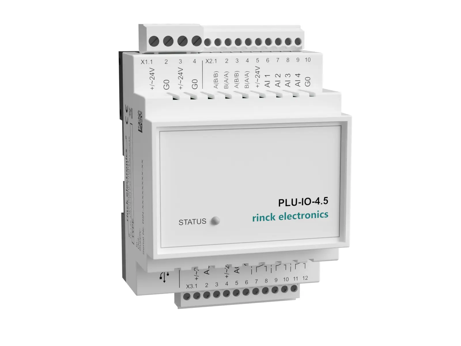 Produktfoto 1 von Rinck Electronic PLU-IO-4.5, Analog-Baugruppe, RS485/MODBUS, 4x IN, 5x OUT