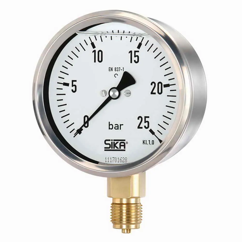 Produktfoto 1 von SIKA MREG31351510G, Manometer -1 bis 1,5 bar ø 100mm Anschluss unten Rand hinten