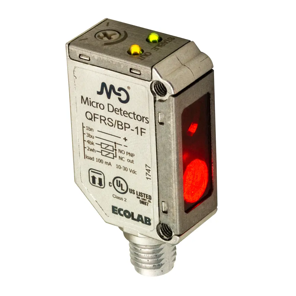 Produktfoto 1 von MD Micro Detectors QFR8/BN-1F, Fotoelektrischer Sensor, Miniatur, kubisch, IP69K