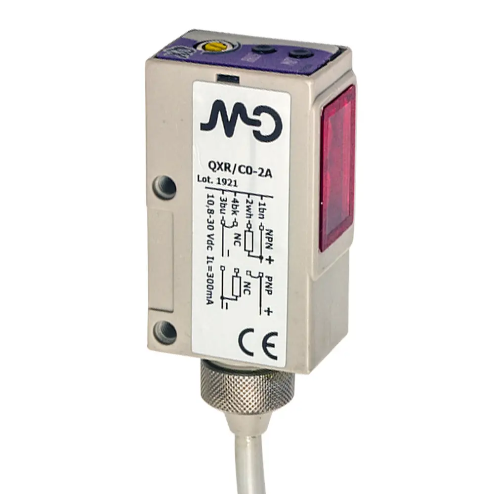 MD Micro Detectors QXR/C0-2A, Optischer Sensor midi Empfänger 8 m NPN/PNP NO 90°