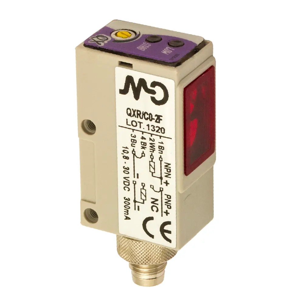 MD Micro Detectors QXR/C0-2F, Optischer Sensor midi Empfänger 8 m NPN/PNP NO 90°