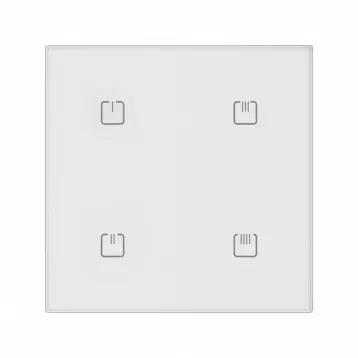 Produktfoto 1 von iNels RFGB-40/W, Glasfunk-Taster mit 4 Tasten, weiß mit scharfen Ecken