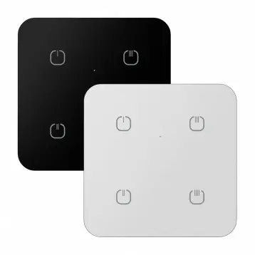 Produktfoto 1 von iNels RFGB-240/B, Glasfunk-Taster mit 4 Tasten, schwarz mit runden Ecken
