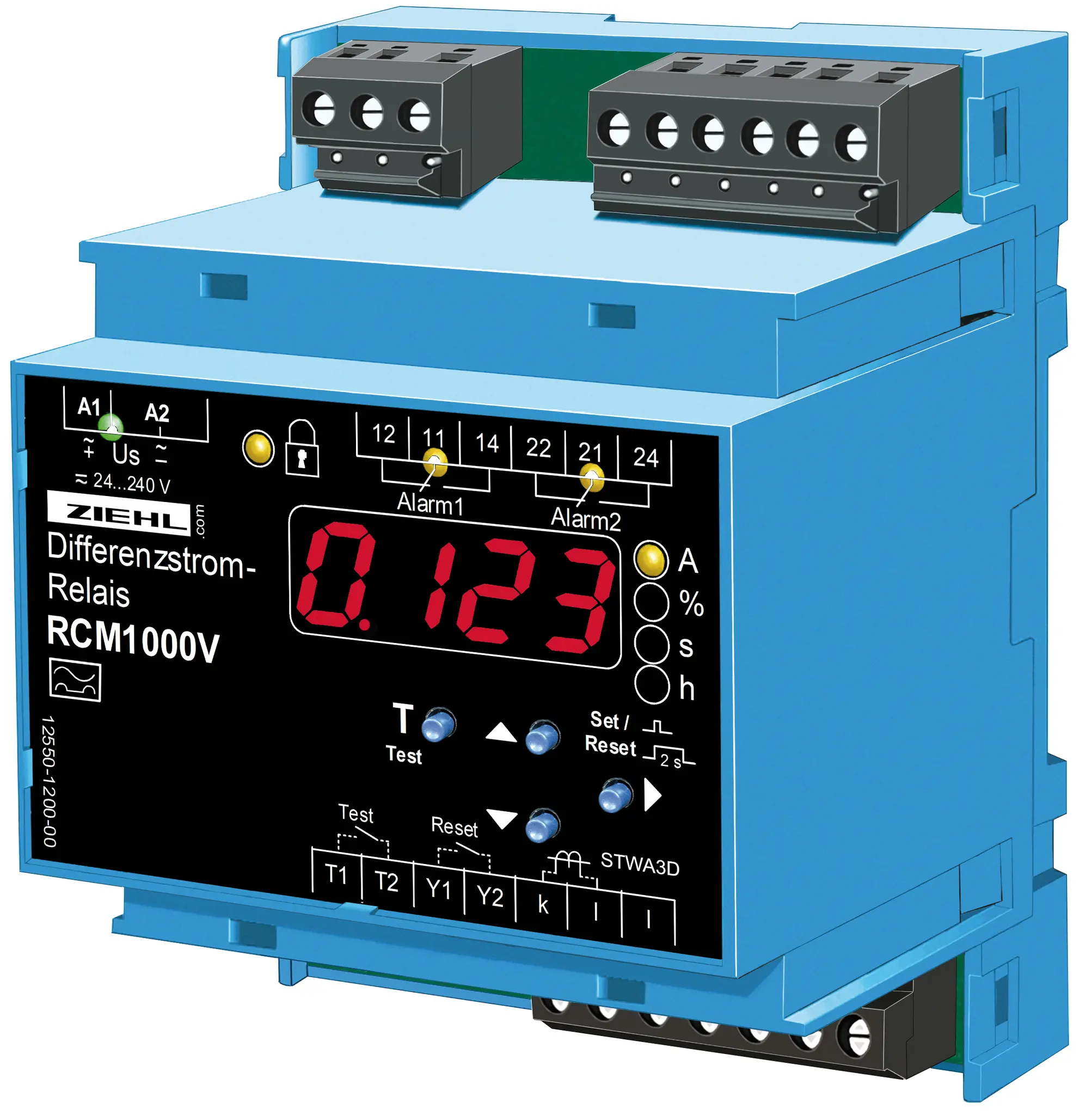 Produktfoto 1 von Ziehl S225710, Fehlerstrom-Relais Typ RCM1000V