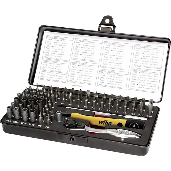 Produktfoto 1 von Wiha 39971, Bit-Set 65-tlg. Sl/PH/Hex/TORX/Pentalobe/Außen-Hex