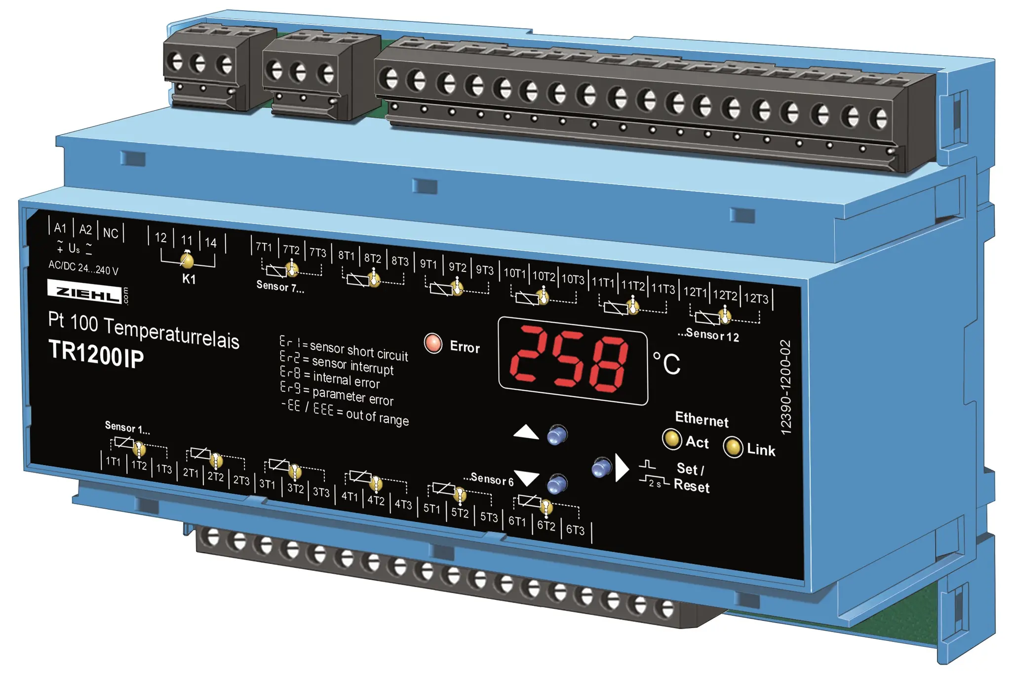 Produktfoto 1 von Ziehl T224078, Pt 100-Temperaturrelais Typ TR1200IP