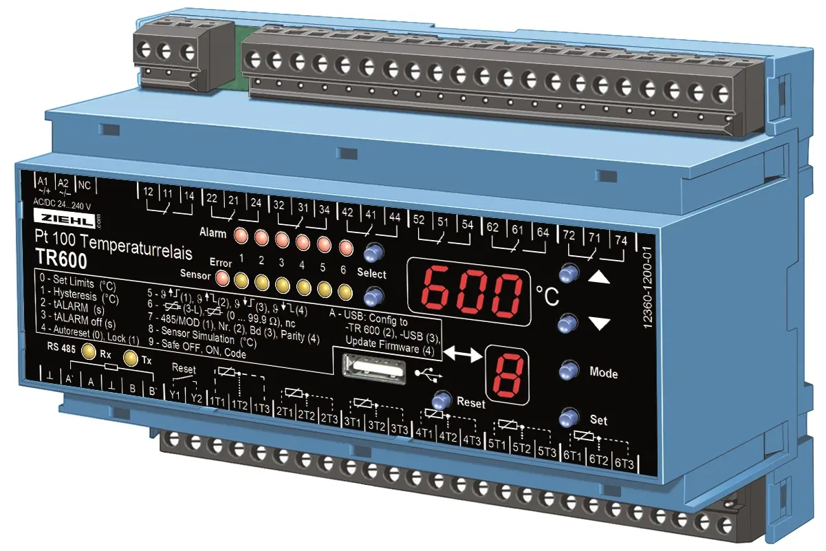 Produktfoto 1 von Ziehl T224361, Pt 100-Temperaturrelais Typ TR600