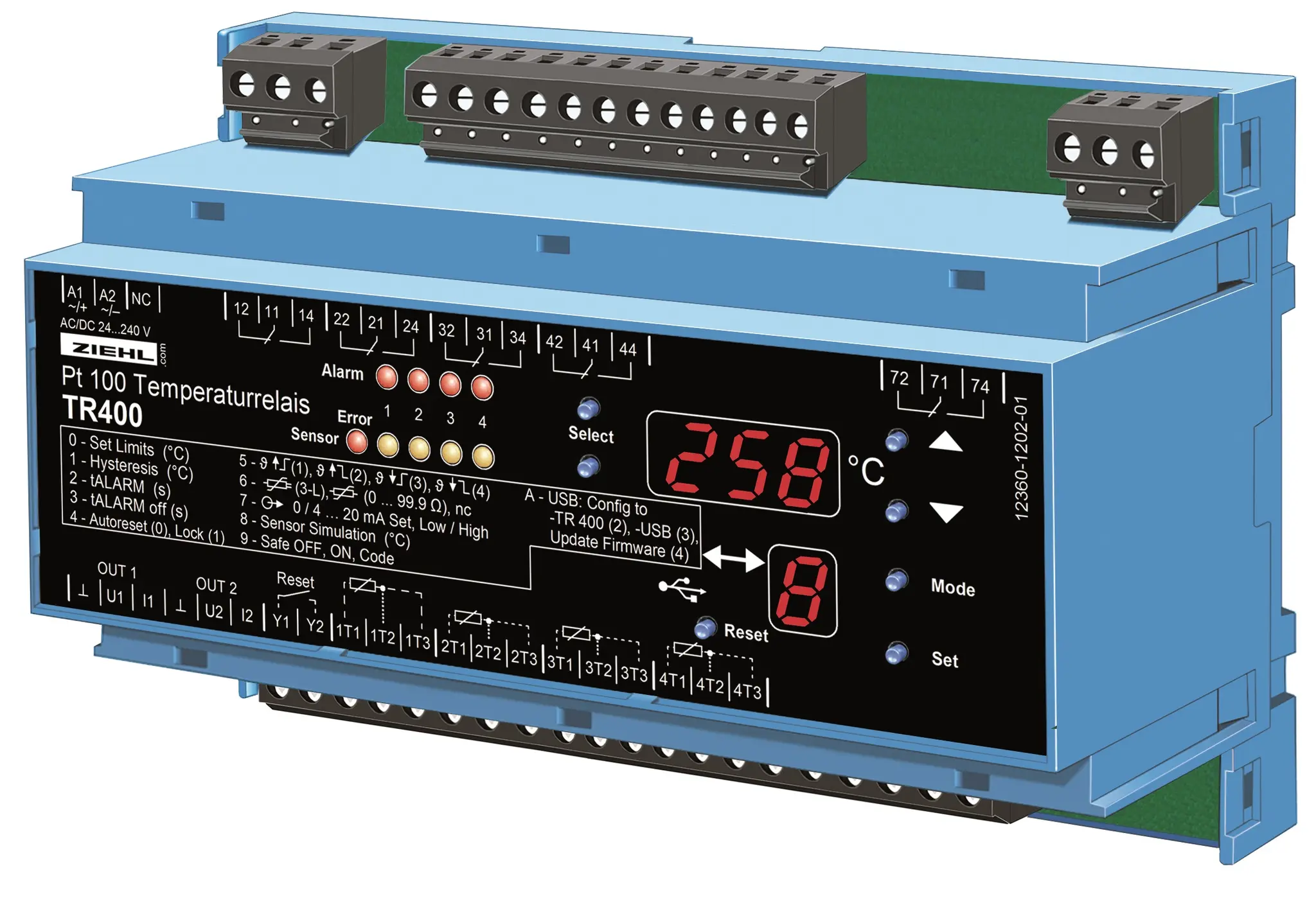 Produktfoto 1 von Ziehl T224380, Pt 100-Temperaturrelais Typ TR 400