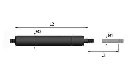SODEMANN TGF-8-80-100, Zuggasfeder, 100,00 N, schwarz lackiertem Stahl