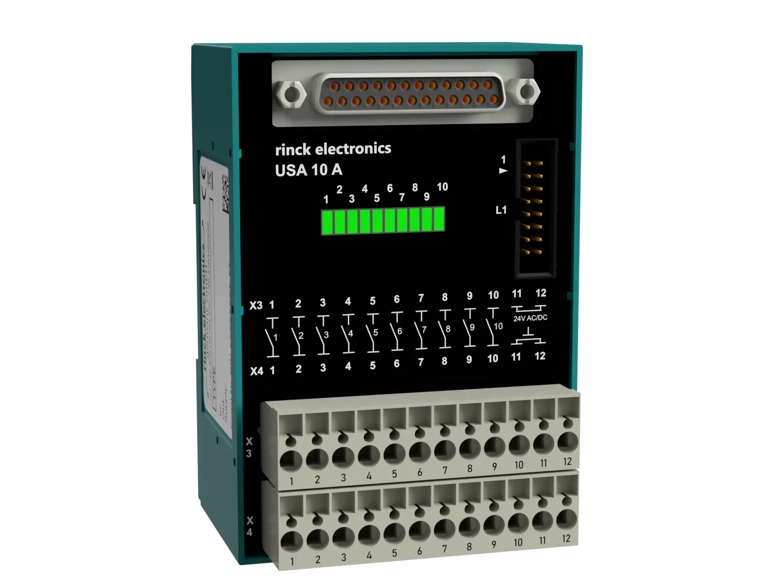 Produktfoto 1 von Rinck Electronic USA10B, Ausgabeeinheit für Andover DM20, 10x Relaiskontakte