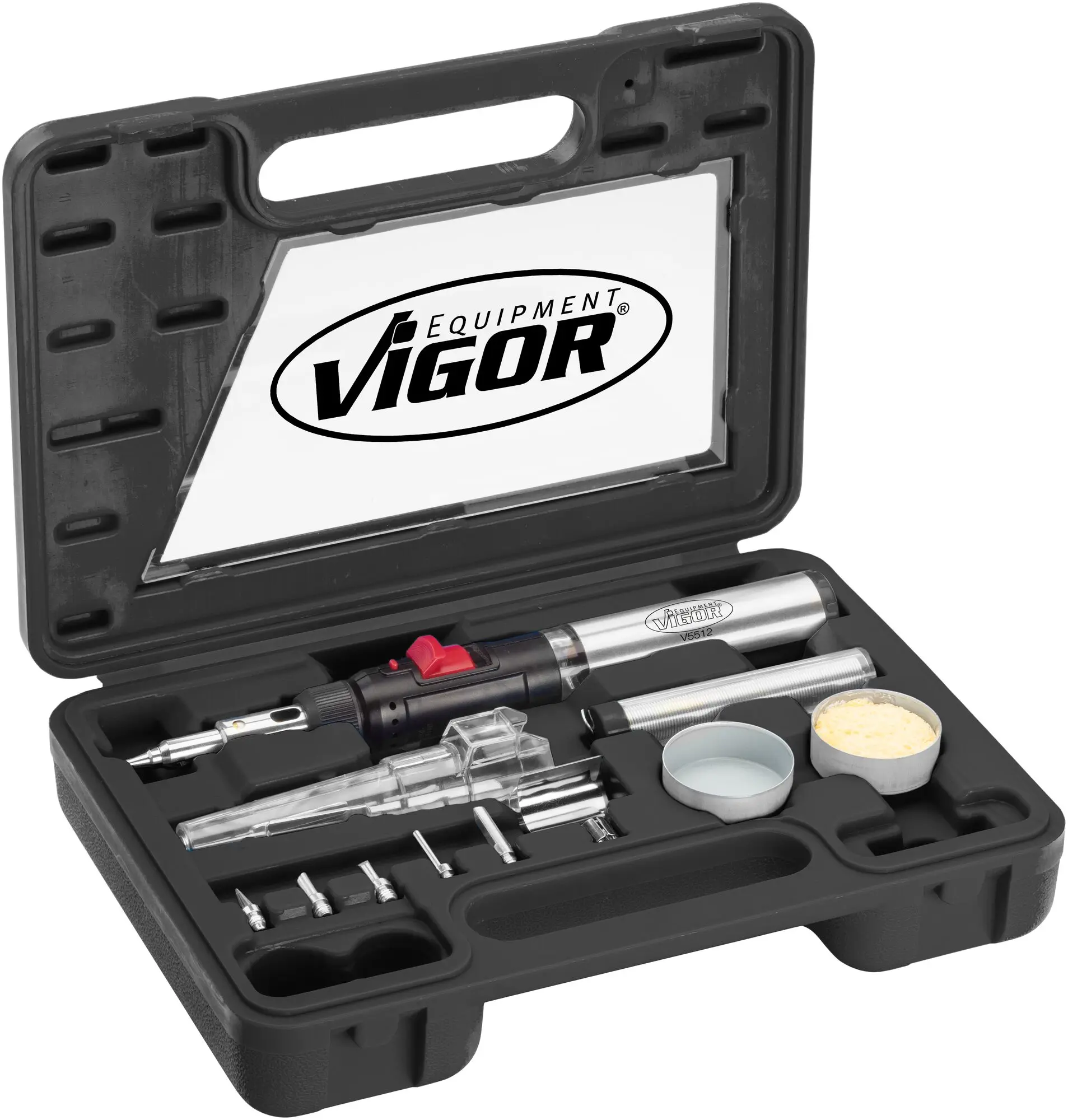 Produktfoto 1 von VIGOR V5512, Gas L&ouml;tkolben Satz, V5512, Anzahl Werkzeuge: 12